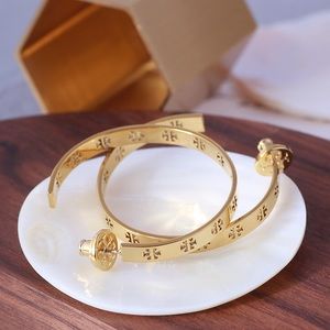 Tory Burch Pierced T Hoop Earring, Tory Gold